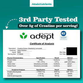 Attain Nutrients Chews de Créatine 5000mg avec assiette de fruits