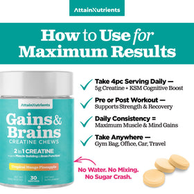 Attain Nutrients Chews de Créatine 5000mg en gros plan sur les gummies
