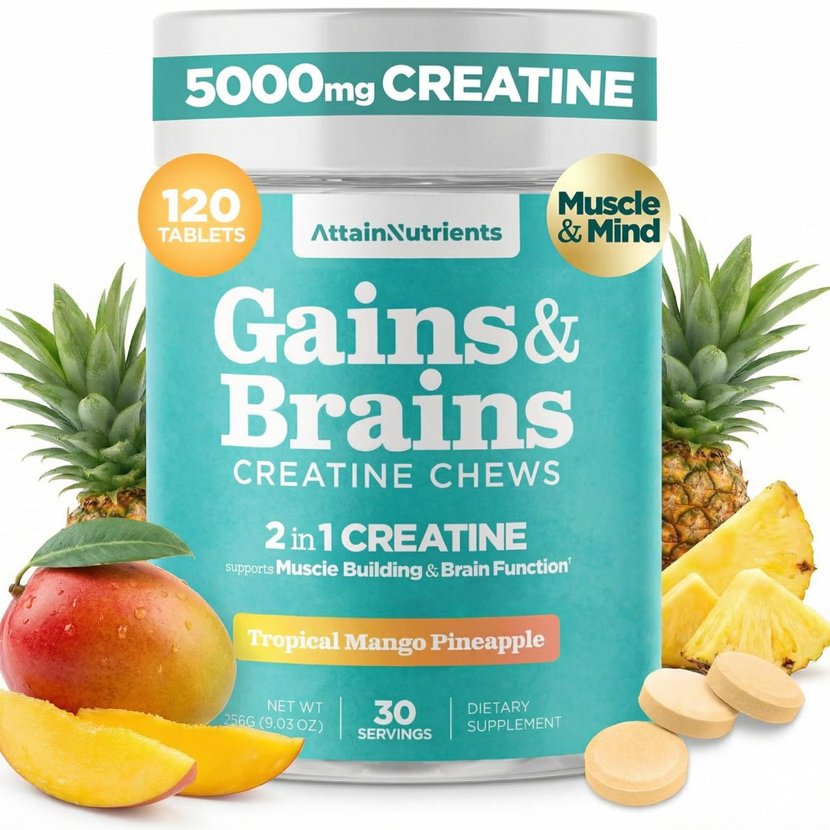 Attain Nutrients Chews de Créatine 5000mg face avant du packaging