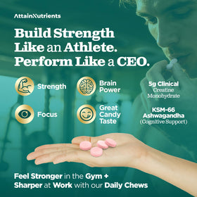 Attain Nutrients Chews de Créatine 5000mg vue arrière du produit