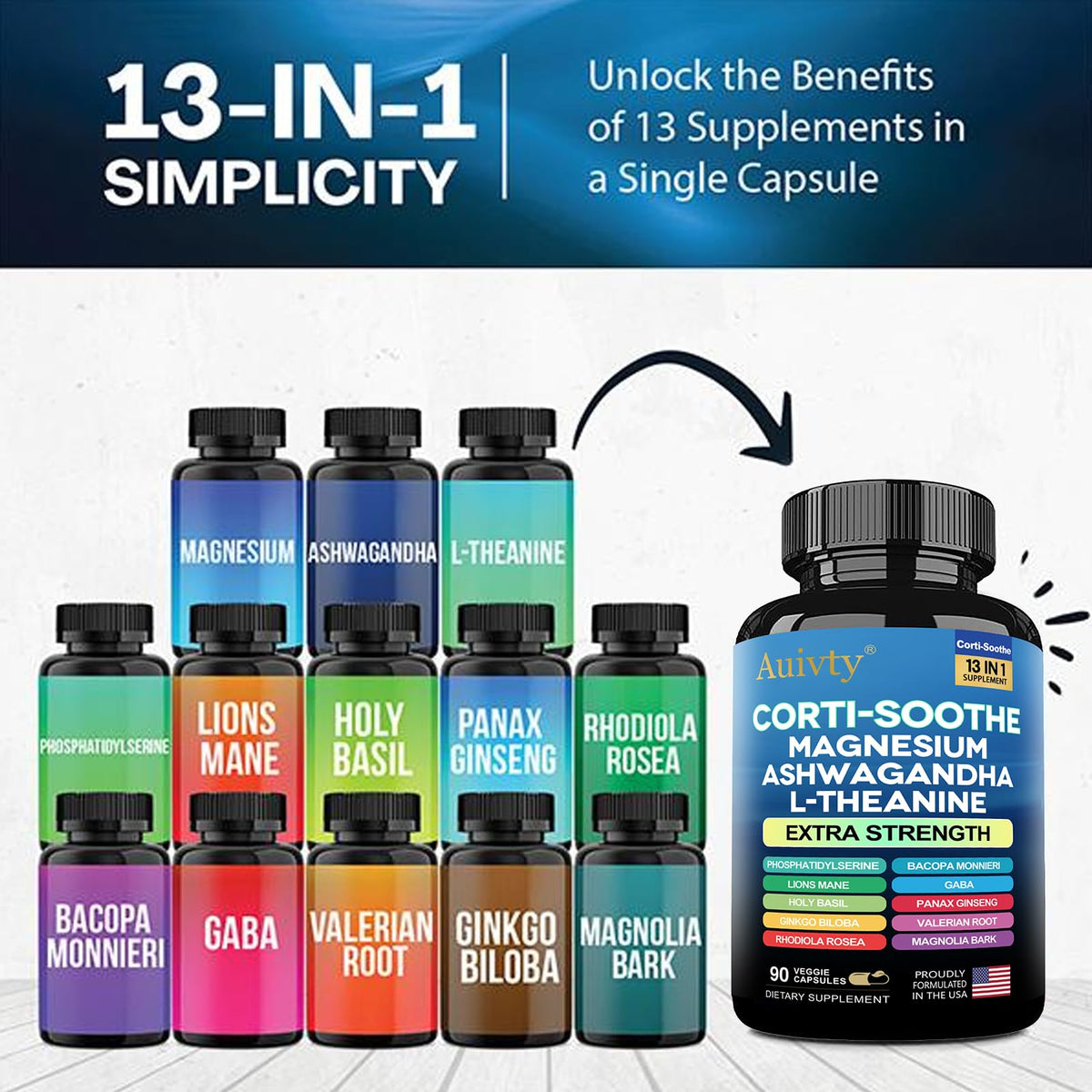Auivty Complément Alimentaire 180 Capsules sur fond blanc