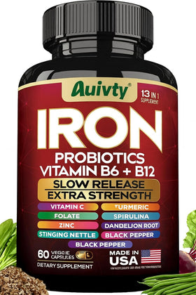 Auivty Complément Alimentaire Fer 13-en-1 60 capsules végétales vue de face