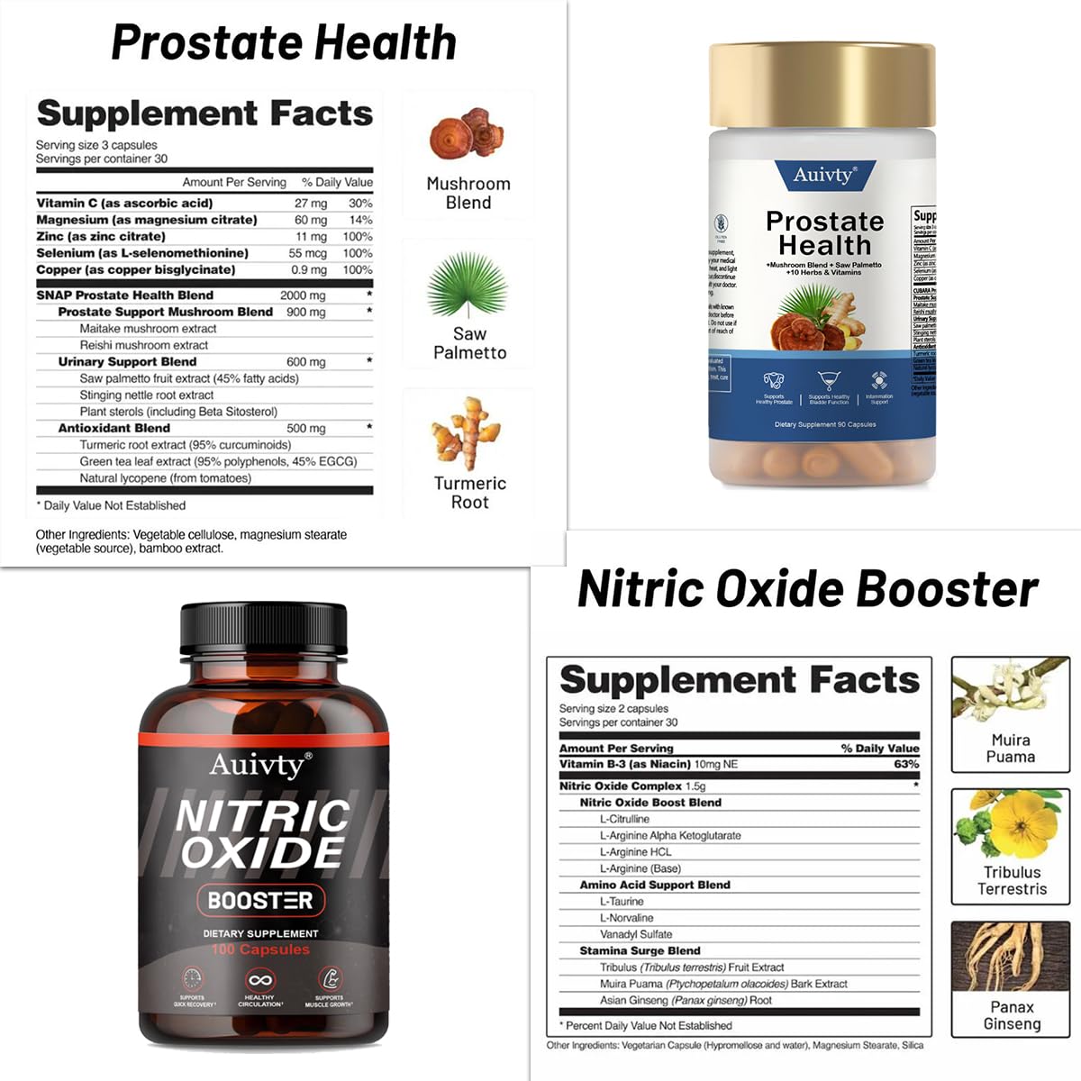 Auivty Complément Alimentaire Prostate 90 capsules vue arrière
