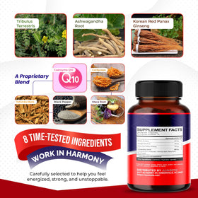 AUMETO Tribulus Terrestris 98% Saponines - vue latérale du pot