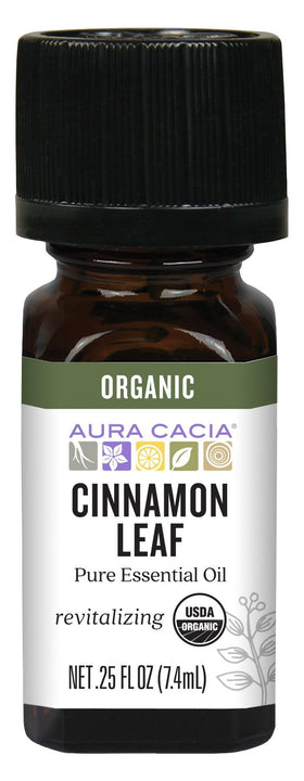 Aura Cacia Huile Essentielle Bio de Cannelle 0,25 oz vue de face