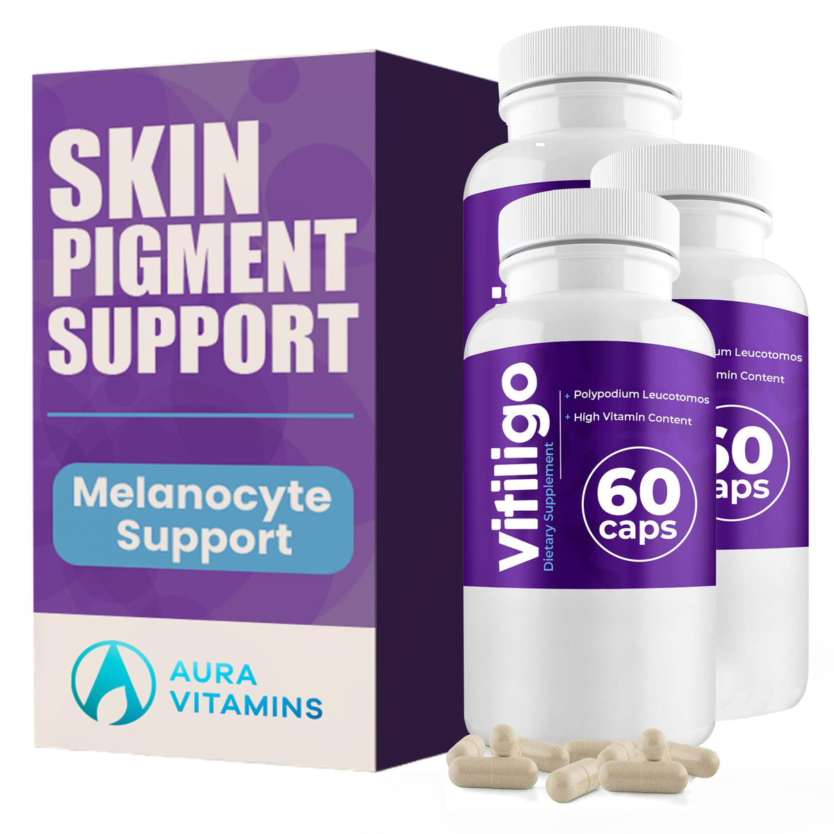AURA VITAMINS Capsules Vitiligo 60 unités vue avant