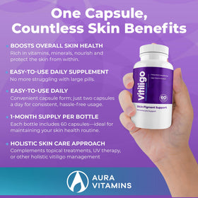 AURA VITAMINS Capsules Vitiligo prise de vue rapprochée