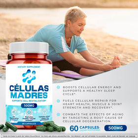 AURA VITAMINS Compléments Alimentaires Cellules Souches 500mg - Flacon avec arrière-plan naturel