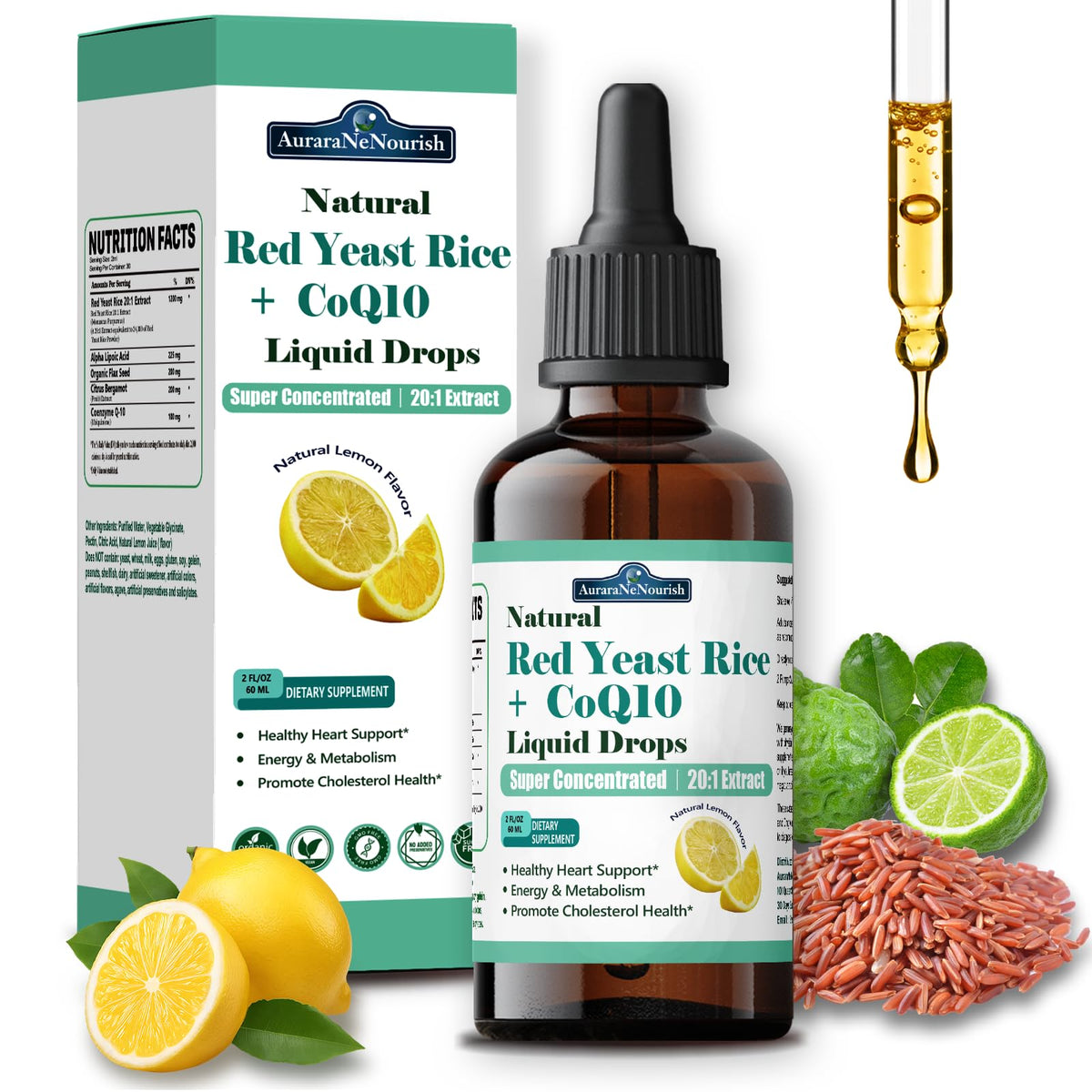 AuraraNeNourish Riz Rouge Liposomal 1200mg flacon avant