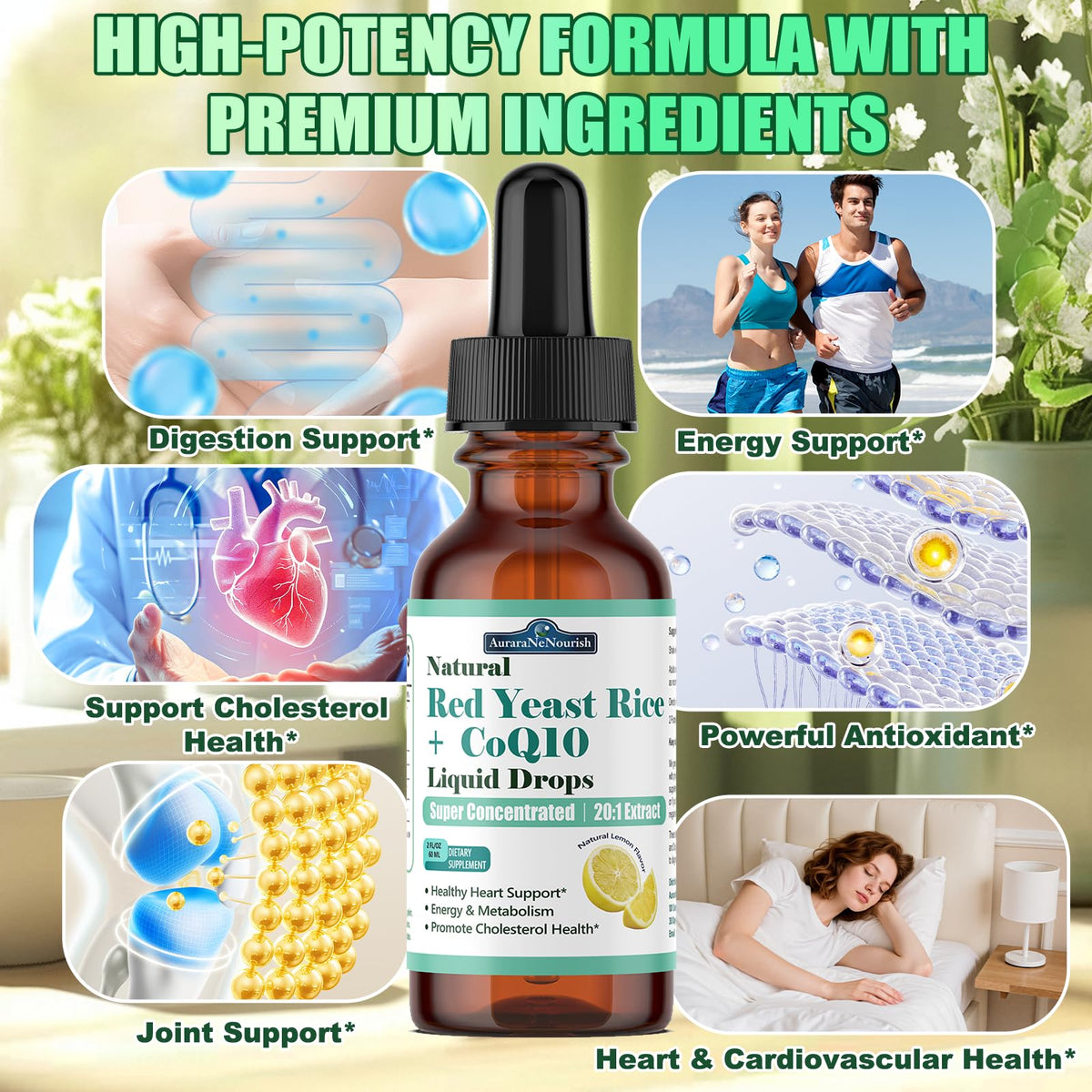AuraraNeNourish Riz Rouge Liposomal 1200mg flacon ouvert
