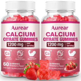 Aurear Calcium Citrate Gummies 1200mg Fraise 60 Gummies vue de face