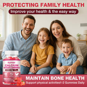 Aurear Calcium Citrate Gummies 1200mg Fraise sur une table