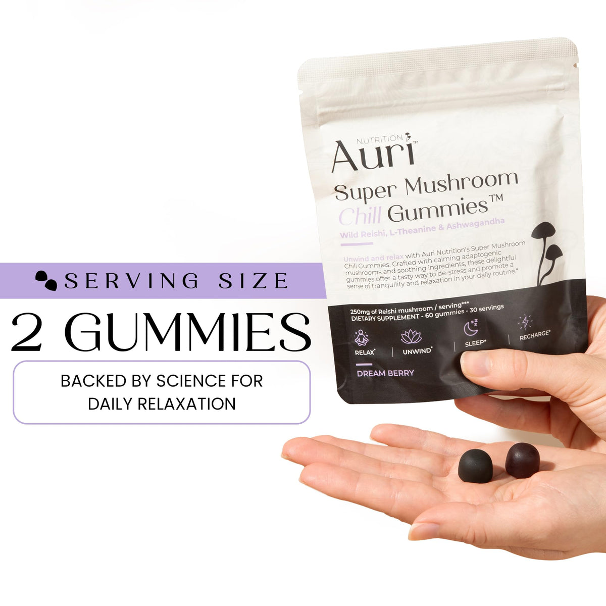 Auri Super Mushroom Chill Gummies ingredients list