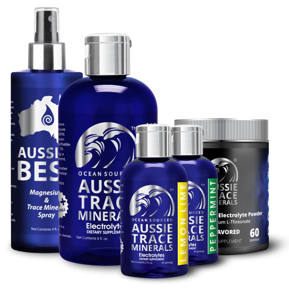 Aussie Trace Minerals flacon sur un fond de nature, symbole d'hydratation