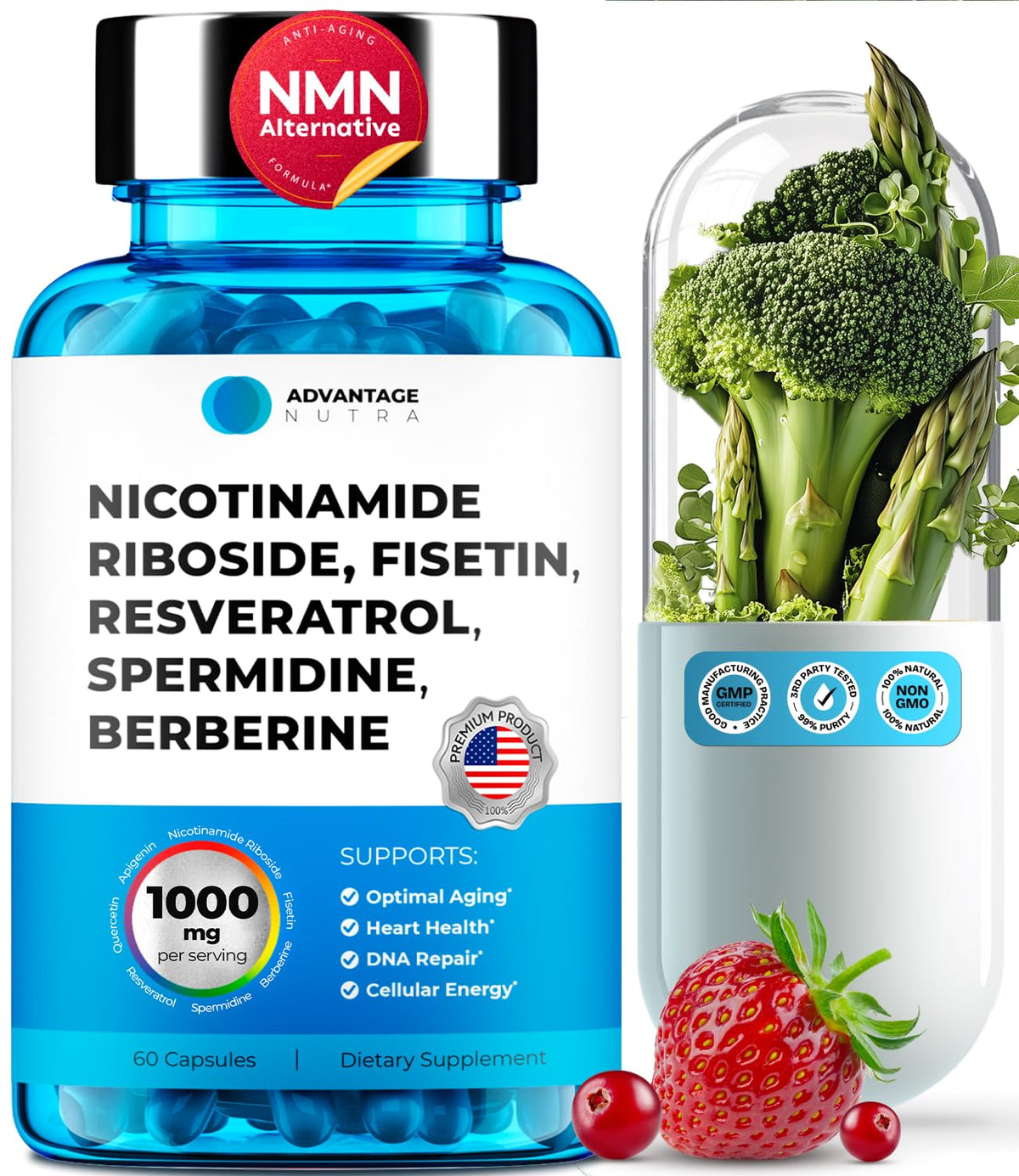 AvantageNutra Nicotinamide Riboside 500mg vue de face