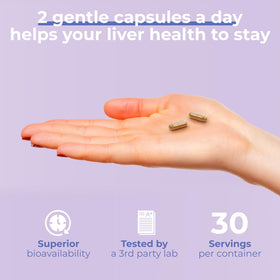 Avenir Nutrition Liver Shield & Cleanse capsules in hand