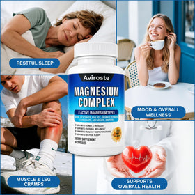 Aviroste Complément Alimentaire Magnésium 8 en 1 1200mg 90 Capsules en main