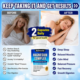 Aviroste Complément Alimentaire Magnésium 8 en 1 1200mg 90 Capsules ouvertes