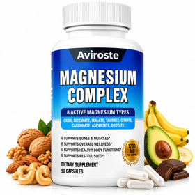 Aviroste Complément Alimentaire Magnésium 8 en 1 1200mg 90 Capsules vue avant