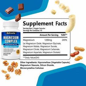 Aviroste Complément Alimentaire Magnésium 8 en 1 1200mg 90 Capsules vue arrière