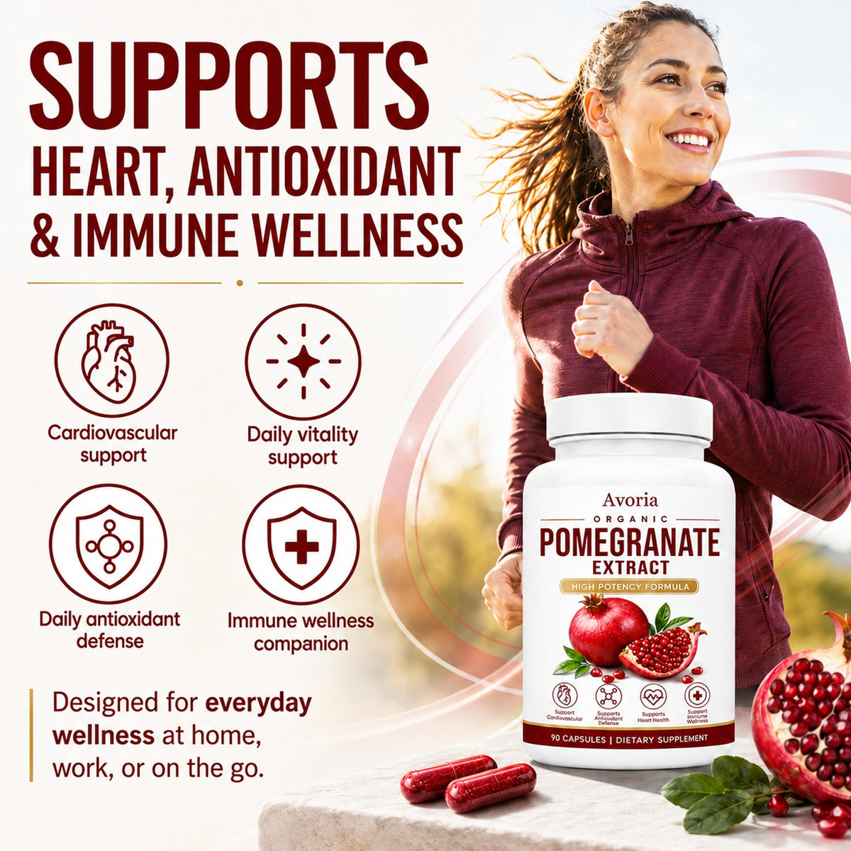 Avoria capsules d'extrait de grenade bio, contenu des capsules