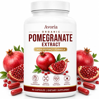 Avoria capsules d'extrait de grenade bio, vue de face