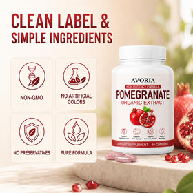Avoria Extrait de Grenade Bio en Capsules, vue de côté montrant le format des capsules