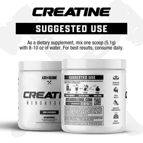 Axe & Sledge Basics Creatine unflavored powder in a glass
