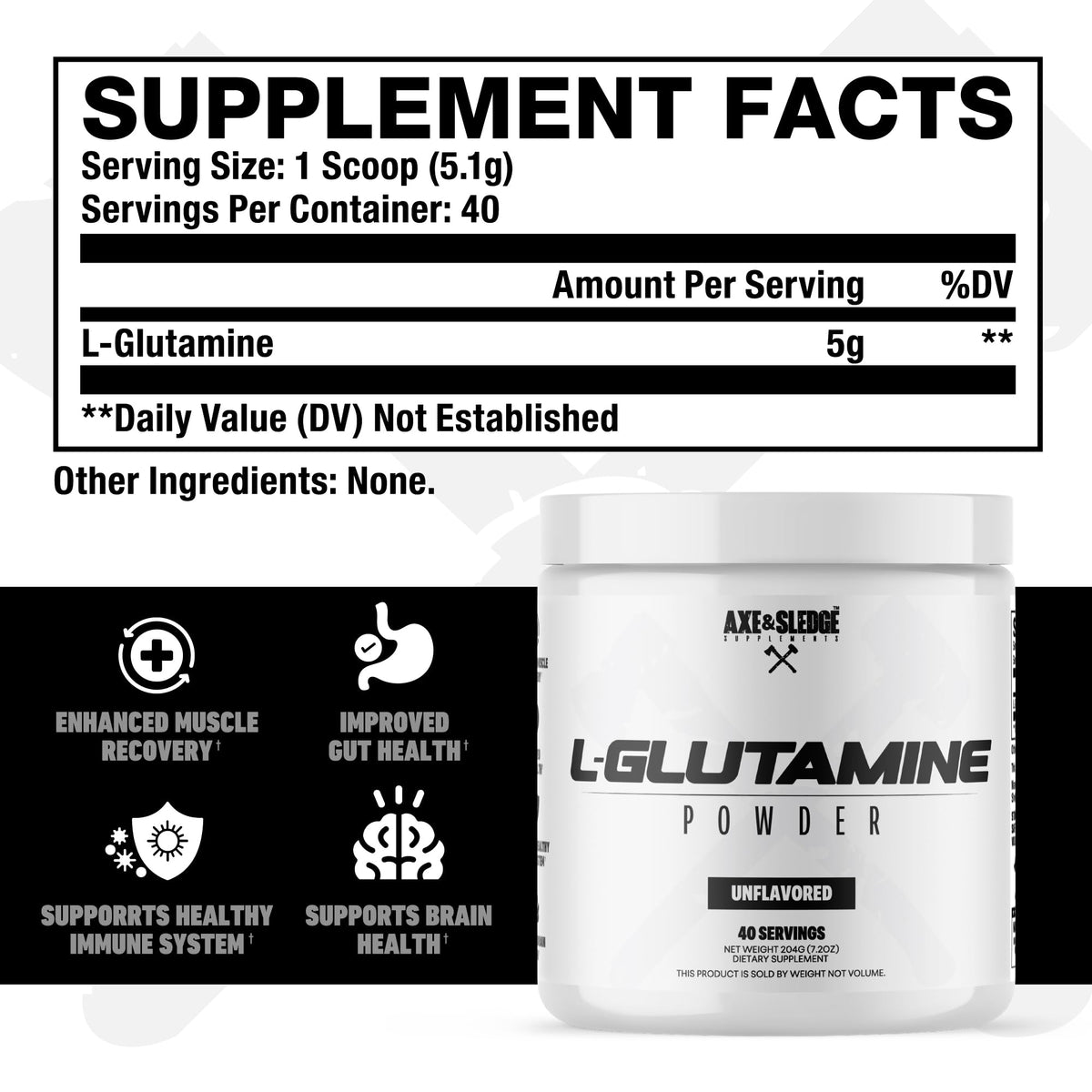 Axe & Sledge Basics Glutamine étiquette détaillée