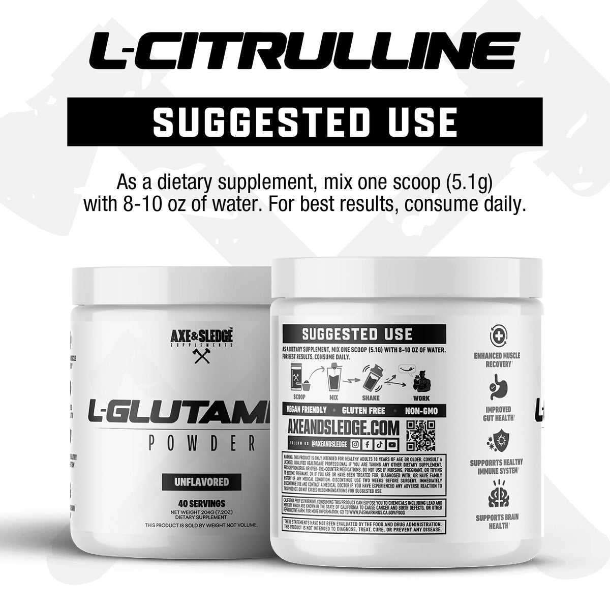 Axe & Sledge Basics Glutamine versé dans une cuillère