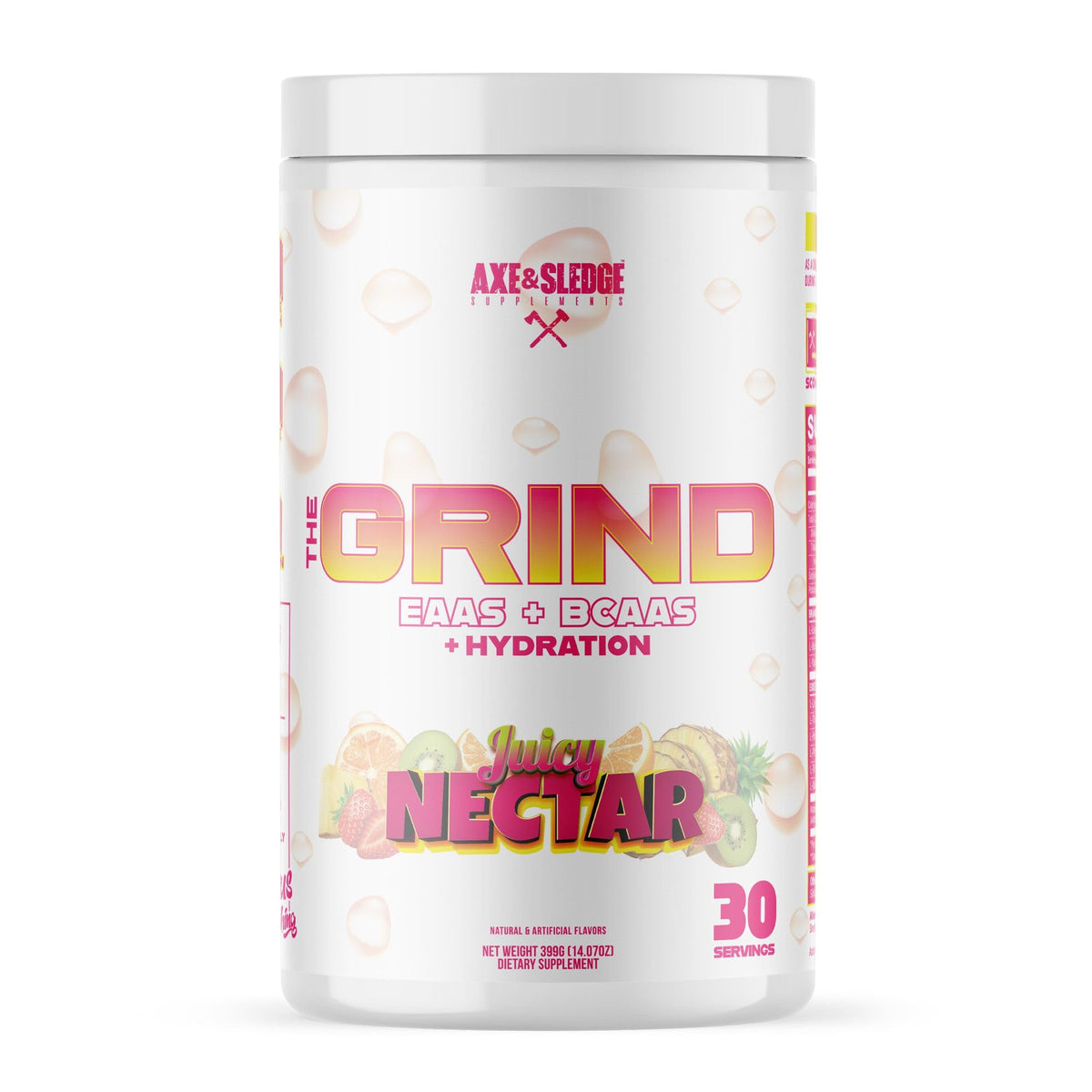 Axe & Sledge The Grind 490g vue de face avec étiquette Juicy Nectar