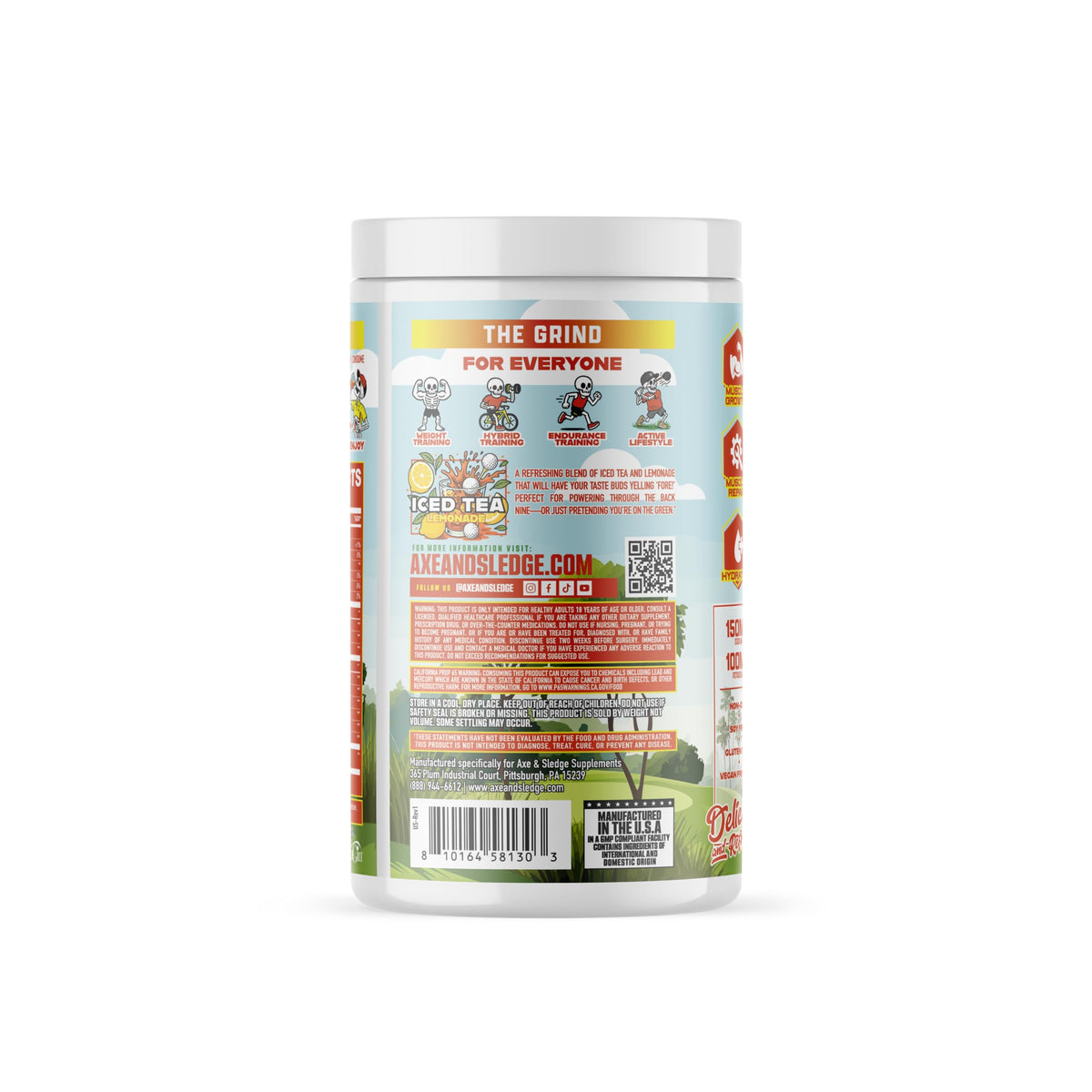 Axe & Sledge The Grind Acides Aminés Essentiels 30 Servings poudre dans un verre