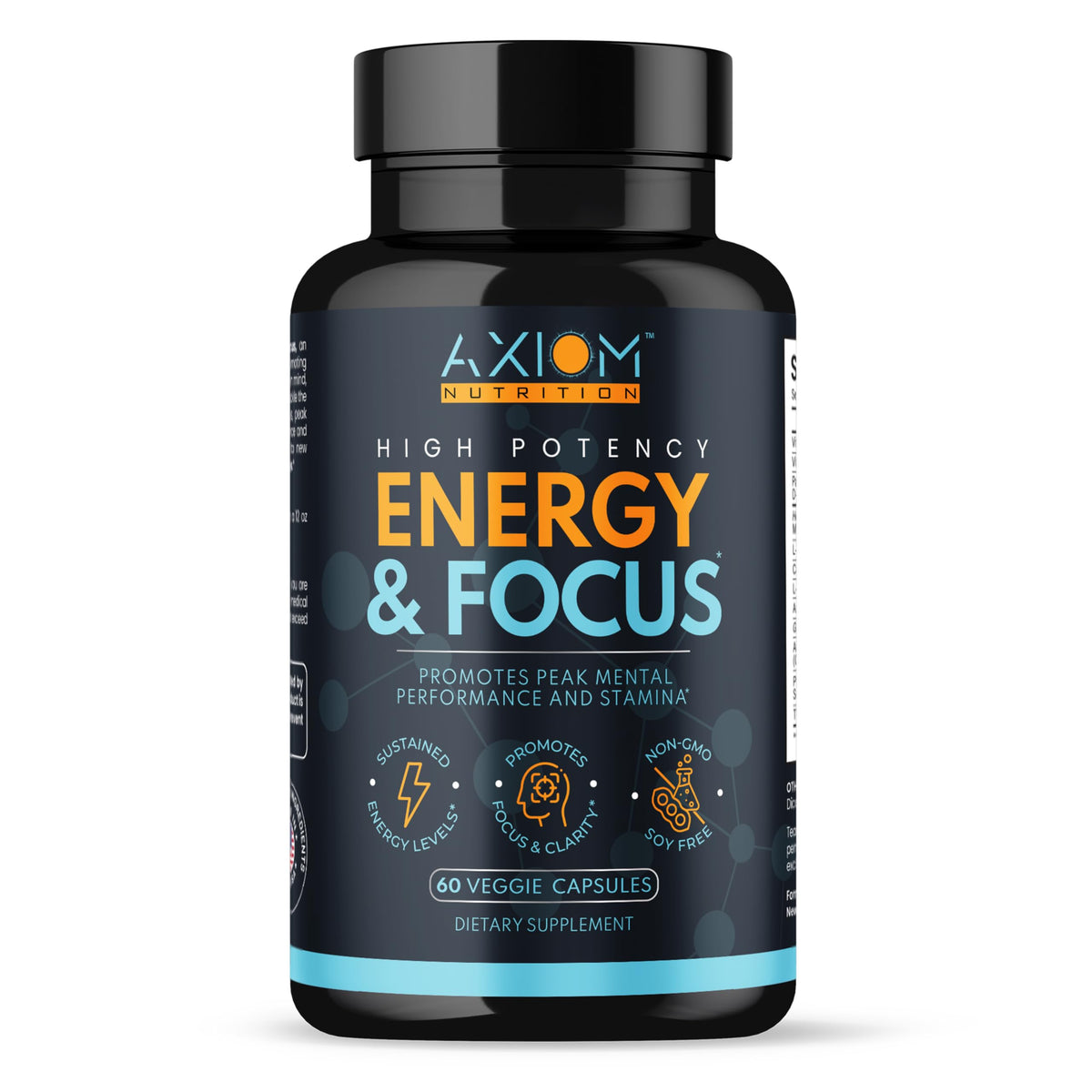 Axiom Nutrition Énergie et Concentration 60 capsules vue de face