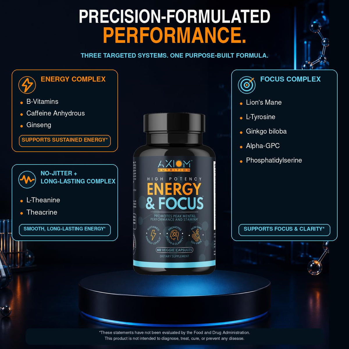 Axiom Nutrition Énergie et Concentration capsules ouvertes