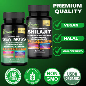 AyBet Complément Alimentaire Algues Marines et Shilajit gélules ouvertes