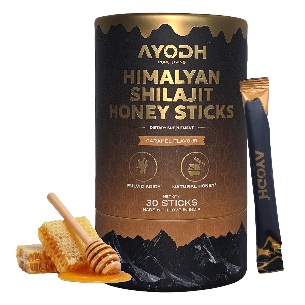 AYODH Sticks de Miel au Shilajit vue de face