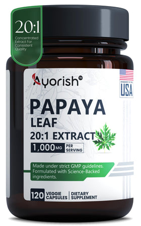 Ayorish Extrait de Feuille de Papaye 1000mg 120 Capsules vue de face