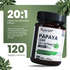 Ayorish Extrait de Feuille de Papaye 120 Capsules avec étiquette