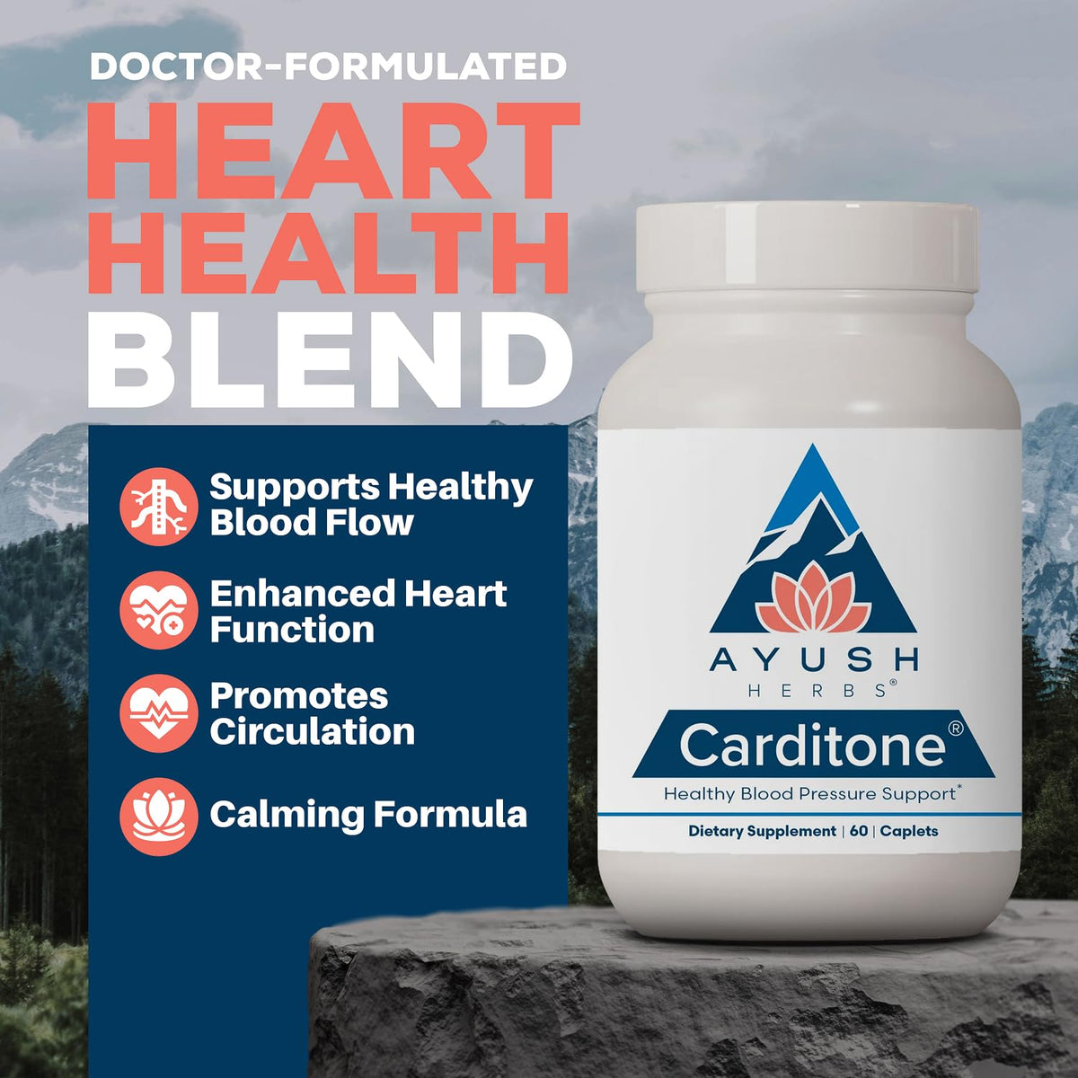 Ayush Herbs Carditone comprimé avec étiquette et détails de dosage