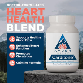 Ayush Herbs Carditone comprimé avec étiquette et détails de dosage