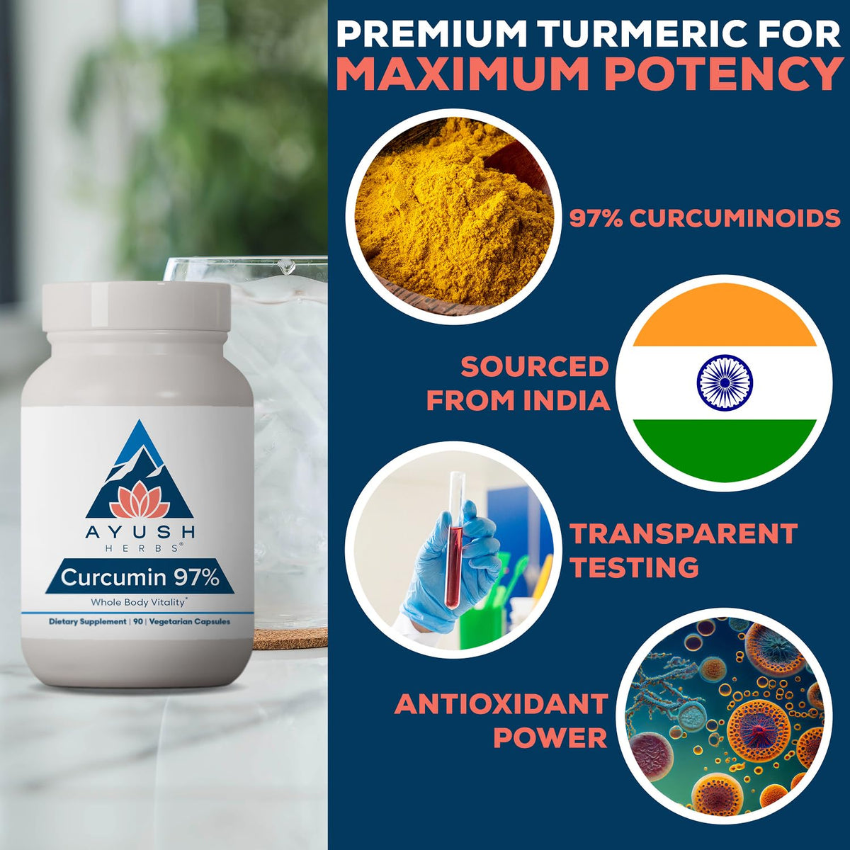 Ayush Herbs Curcumin 97% complément alimentaire avec des ingrédients naturels