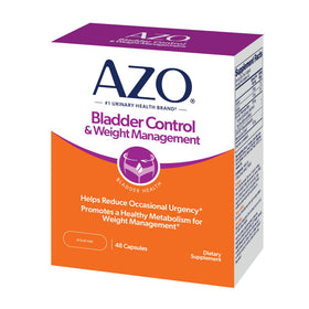 AZO Contrôle de Vessie avec Go-Less 48 capsules, vue avant du flacon