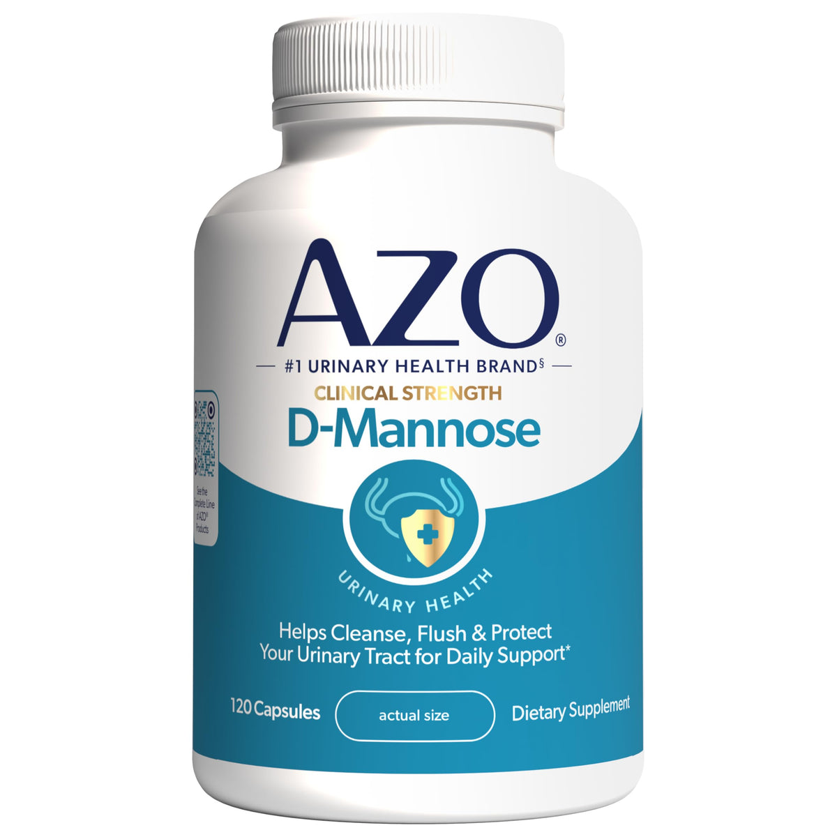 AZO D-Mannose 120 capsules vue avant avec étiquette