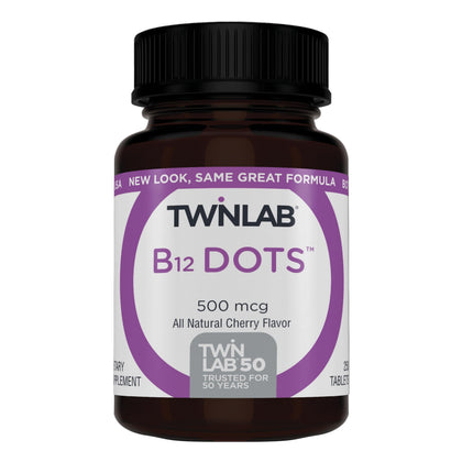B-12 Dots de Twinlab, boîte de 250 comprimés vue de face