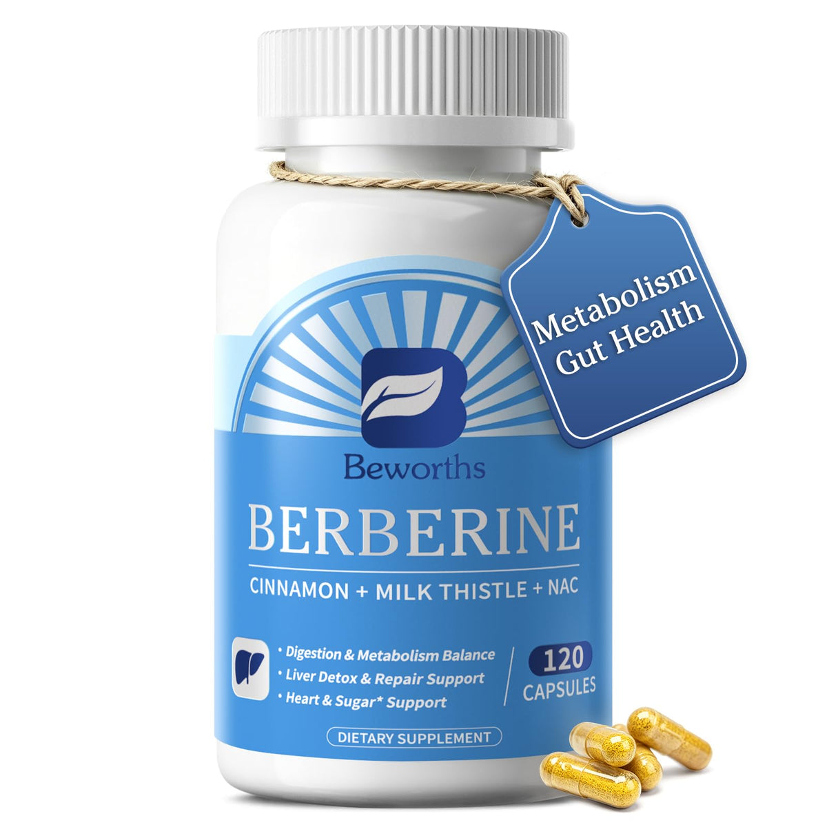 B BEWORTHS Berbérine HCl 500mg avec Cannelle de Ceylan, flacon avant