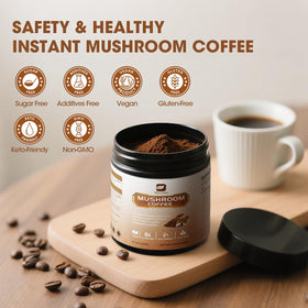 B BEWORTHS Café aux Champignons Instantané 320g avec ingrédients visibles
