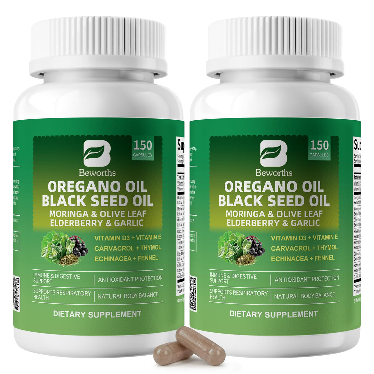 B BEWORTHS Capsules d'Huile d'Origan et Huile de Graines Noires - vue de face