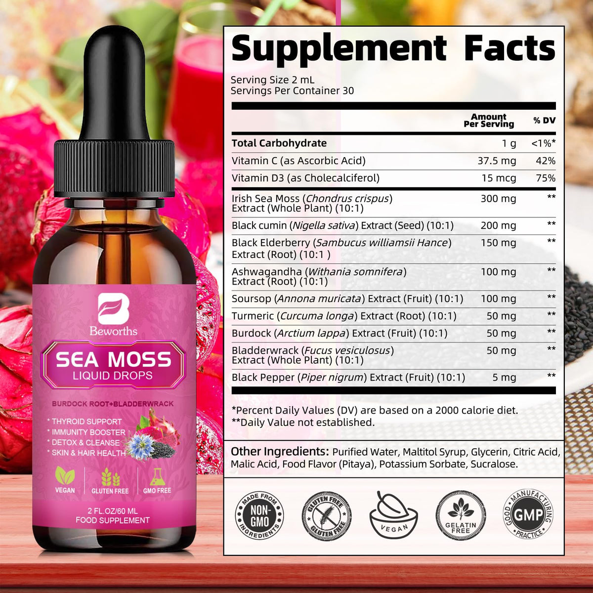 B BEWORTHS Gouttes Liquides de Mousse de Mer 118 ml avec autres produits
