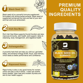 B BEWORTHS Gummies Huile de Graines Noires 120 Gummies - bouteille ouverte