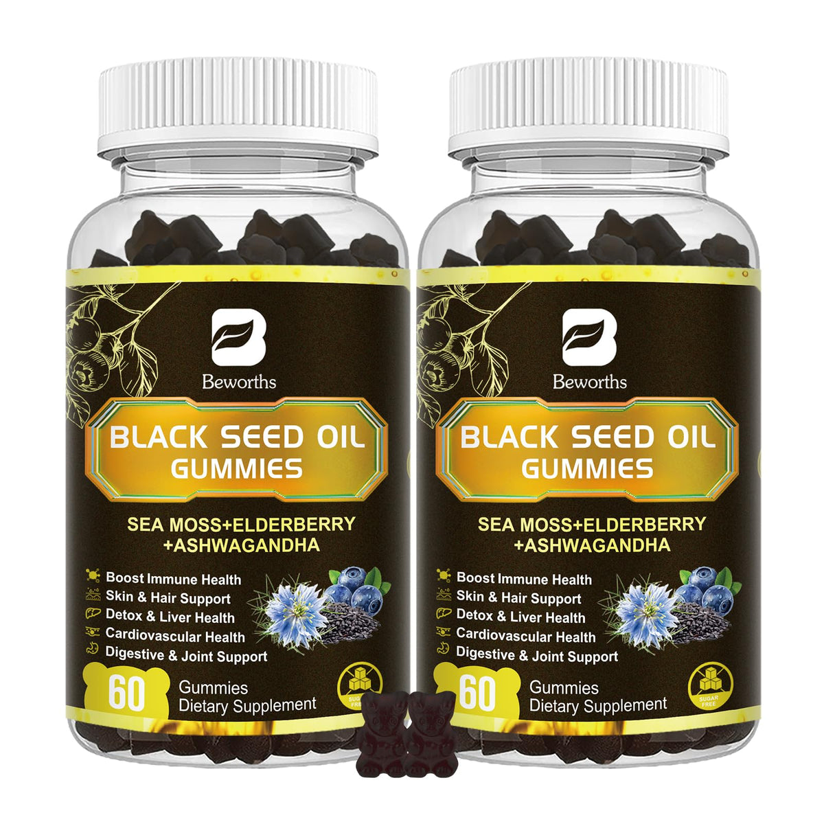 B BEWORTHS Gummies Huile de Graines Noires 120 Gummies - vue de face